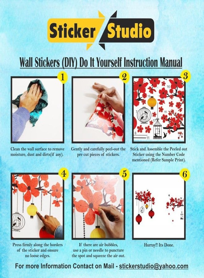 Sticker Studio ملصقات جدارية من الفينيل PVC بتصميم زهرة التوليب والعشب والفراشات من Sticker Studio، مثالية لتزيين المنزل - مناسبة لغرفة المعيشة، غرفة النوم، الردهة، غرفة الأطفال، غرفة اللعب (المقاس: 51 سم × 50 سم) - Image 5